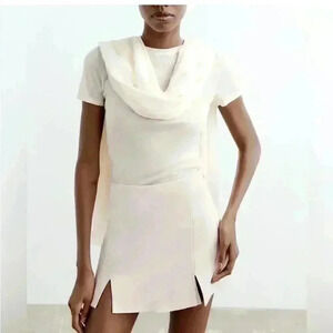 ZARA satin effect slit skort NWOT